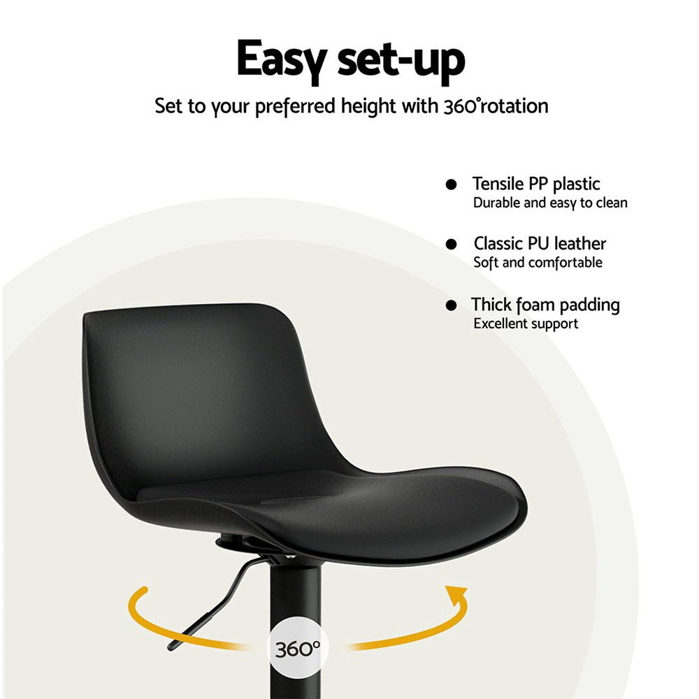4x Bar Stools Padded Seat Gas Lift Black - Furniture > Bar Stools & Chairs > Massage Chairs - Rivercity House & Home Co. (ABN 18 642 972 209) - Affordable Modern Furniture Australia