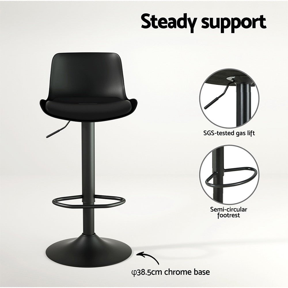 4x Bar Stools Padded Seat Gas Lift Black - Furniture > Bar Stools & Chairs > Massage Chairs - Rivercity House & Home Co. (ABN 18 642 972 209) - Affordable Modern Furniture Australia