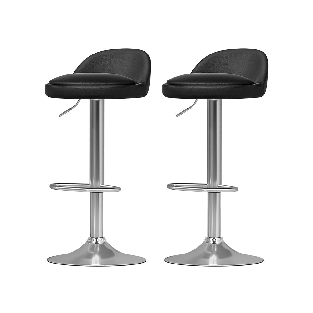 4x Bar Stools PU Leather Gas Lift Black - Furniture > Bar Stools & Chairs - Rivercity House & Home Co. (ABN 18 642 972 209) - Affordable Modern Furniture Australia
