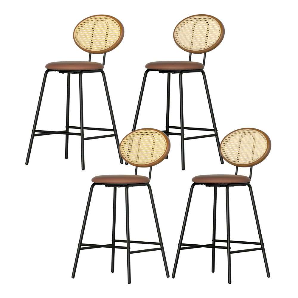 4x Bar Stools PU Leather Stools Brown - Furniture > Bar Stools & Chairs > Table & Bar Stools - Rivercity House & Home Co. (ABN 18 642 972 209) - Affordable Modern Furniture Australia
