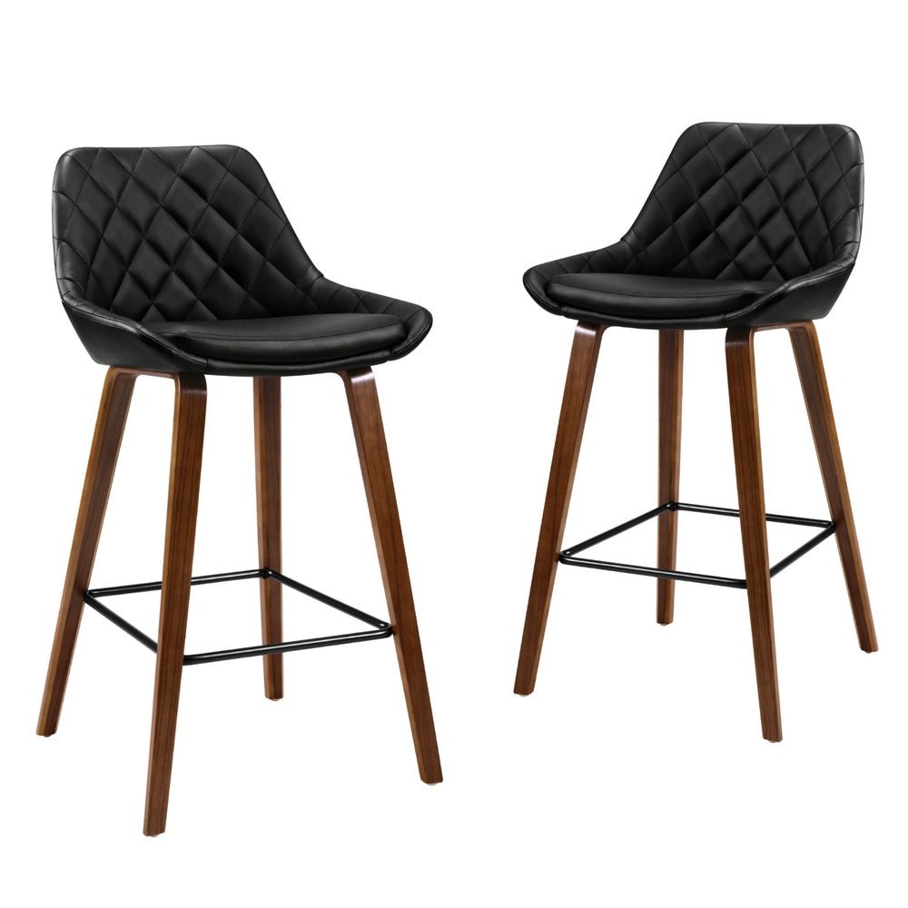 4x Bar Stools PU Seat Wooden - Furniture > Bar Stools & Chairs > Table & Bar Stools - Rivercity House & Home Co. (ABN 18 642 972 209) - Affordable Modern Furniture Australia