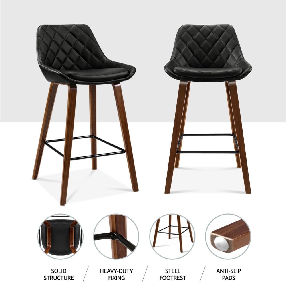 4x Bar Stools PU Seat Wooden - Furniture > Bar Stools & Chairs > Table & Bar Stools - Rivercity House & Home Co. (ABN 18 642 972 209) - Affordable Modern Furniture Australia