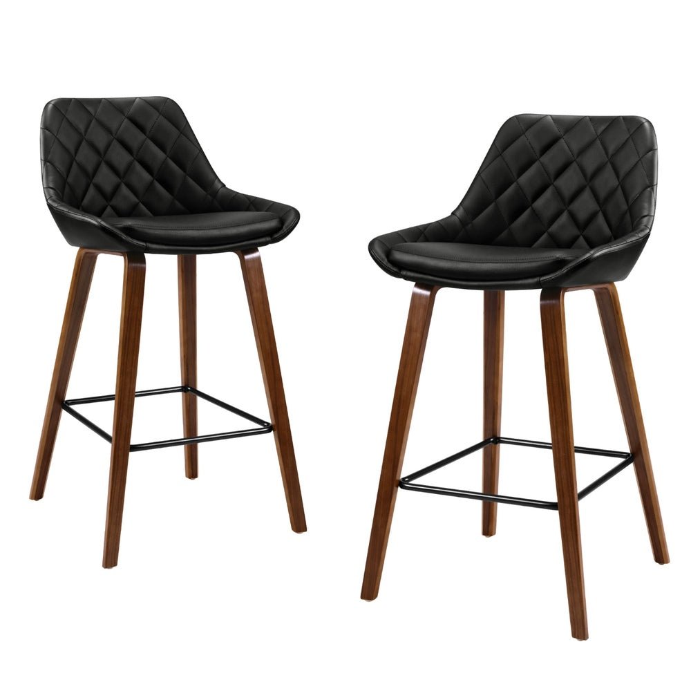 4x Bar Stools PU Seat Wooden - Furniture > Bar Stools & Chairs > Table & Bar Stools - Rivercity House & Home Co. (ABN 18 642 972 209) - Affordable Modern Furniture Australia