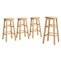 Set of 4 Callan Solid Wood Bar Stools - Natural