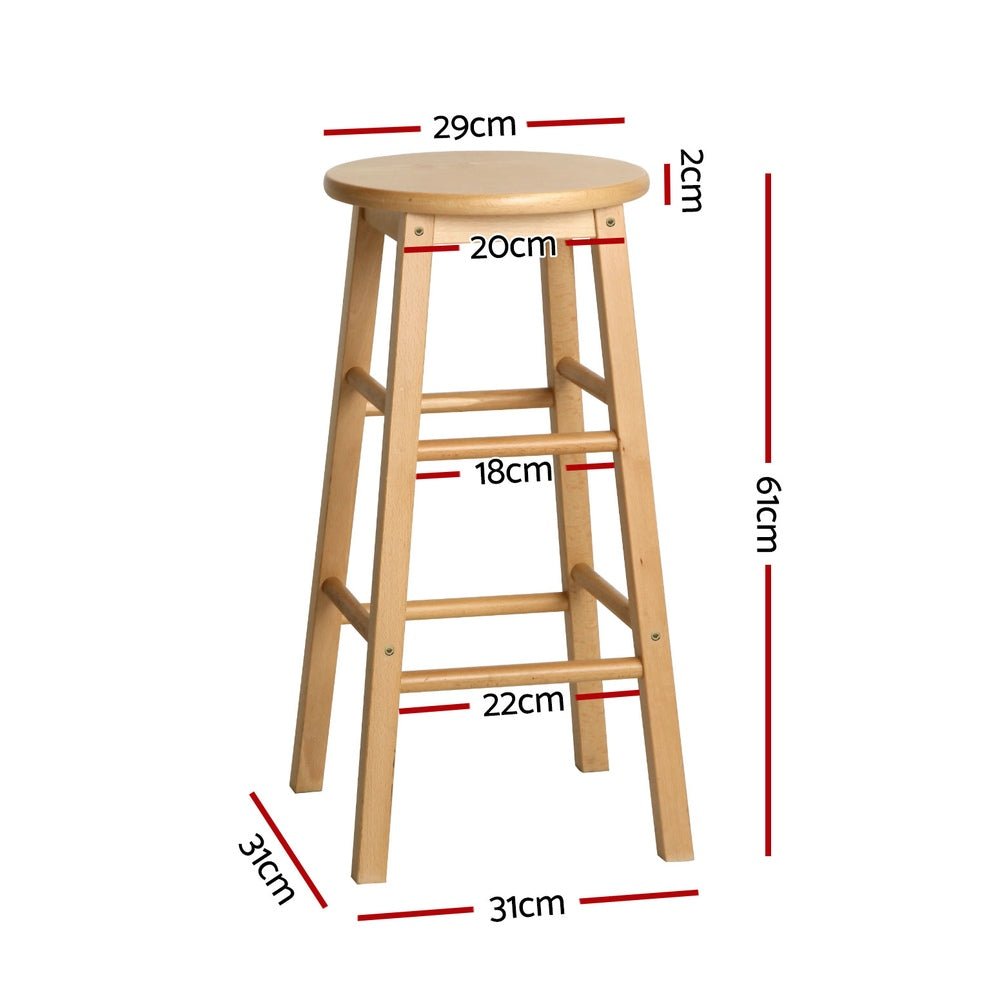 4x Bar Stools Round Chairs Wooden Nature - Furniture > Bar Stools & Chairs > Table & Bar Stools - Rivercity House & Home Co. (ABN 18 642 972 209) - Affordable Modern Furniture Australia