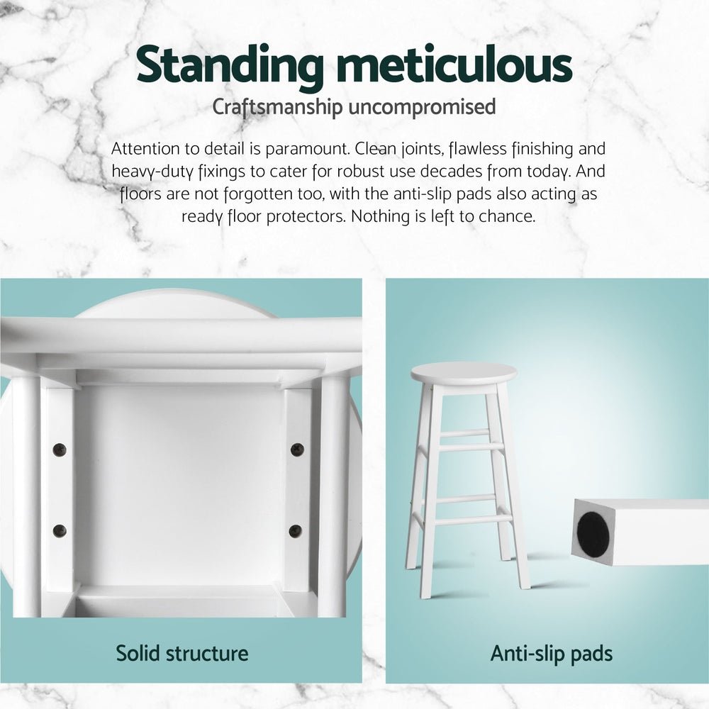 4x Bar Stools Round Chairs Wooden White - Furniture > Bar Stools & Chairs > Table & Bar Stools - Rivercity House & Home Co. (ABN 18 642 972 209) - Affordable Modern Furniture Australia