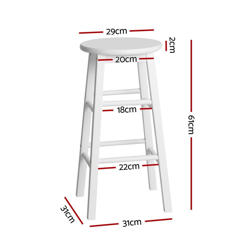 4x Bar Stools Round Chairs Wooden White - Furniture > Bar Stools & Chairs > Table & Bar Stools - Rivercity House & Home Co. (ABN 18 642 972 209) - Affordable Modern Furniture Australia
