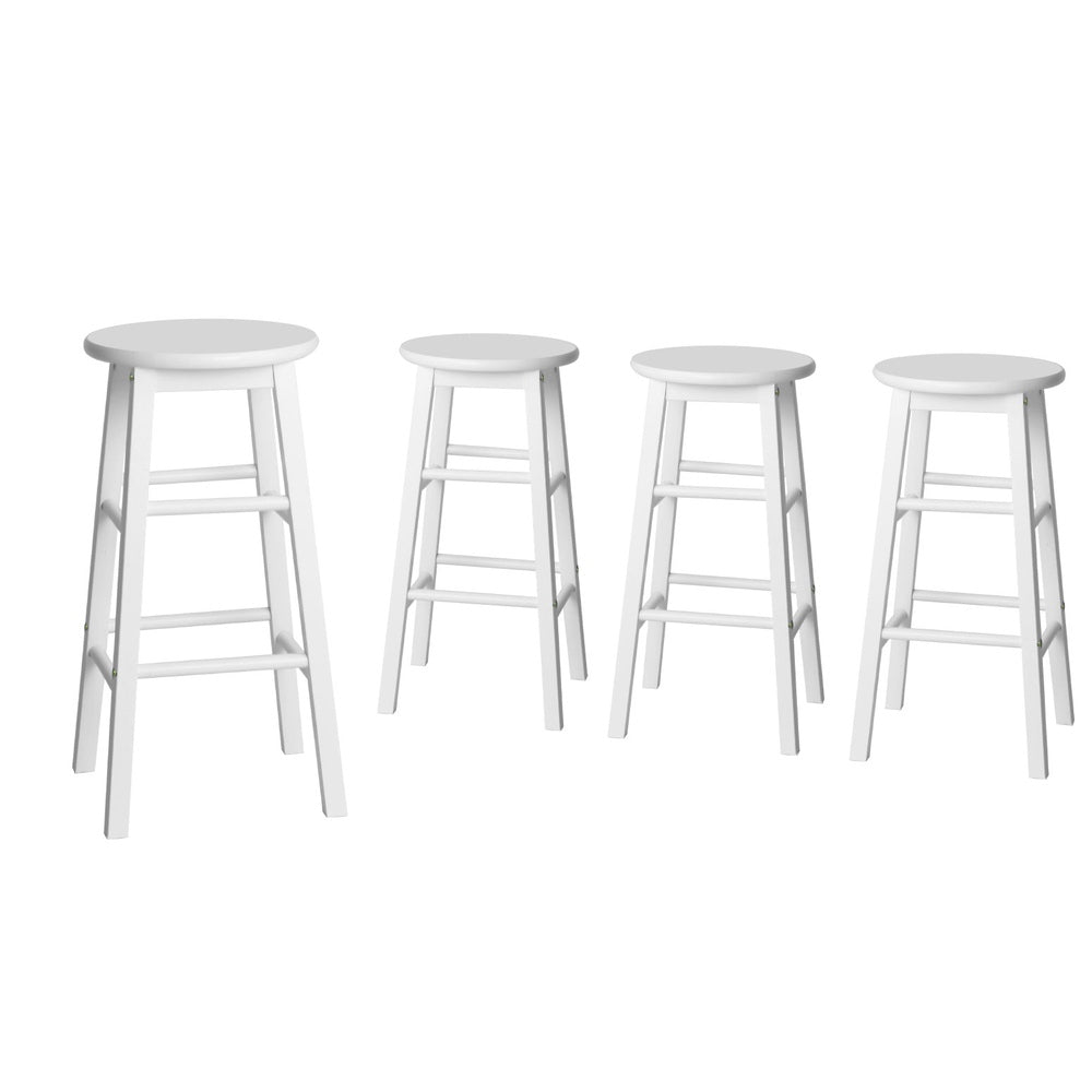 4x Bar Stools Round Chairs Wooden White - Furniture > Bar Stools & Chairs > Table & Bar Stools - Rivercity House & Home Co. (ABN 18 642 972 209) - Affordable Modern Furniture Australia