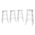 Set of 4 Callan Solid Wood Bar Stools - White