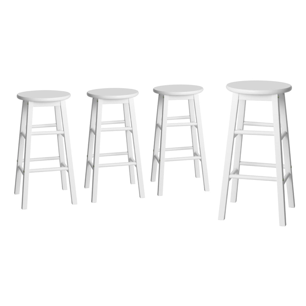 4x Bar Stools Round Chairs Wooden White - Furniture > Bar Stools & Chairs > Table & Bar Stools - Rivercity House & Home Co. (ABN 18 642 972 209) - Affordable Modern Furniture Australia
