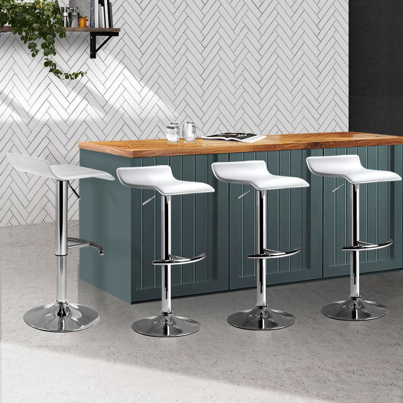 4x Bar Stools SENA Kitchen Swivel Bar Stool Leather Chairs Gas Lift White - Rivercity House & Home Co. (ABN 18 642 972 209) - Affordable Modern Furniture Australia