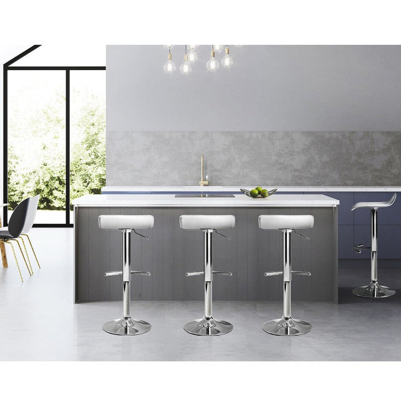 4x Bar Stools SENA Kitchen Swivel Bar Stool Leather Chairs Gas Lift White - Rivercity House & Home Co. (ABN 18 642 972 209) - Affordable Modern Furniture Australia