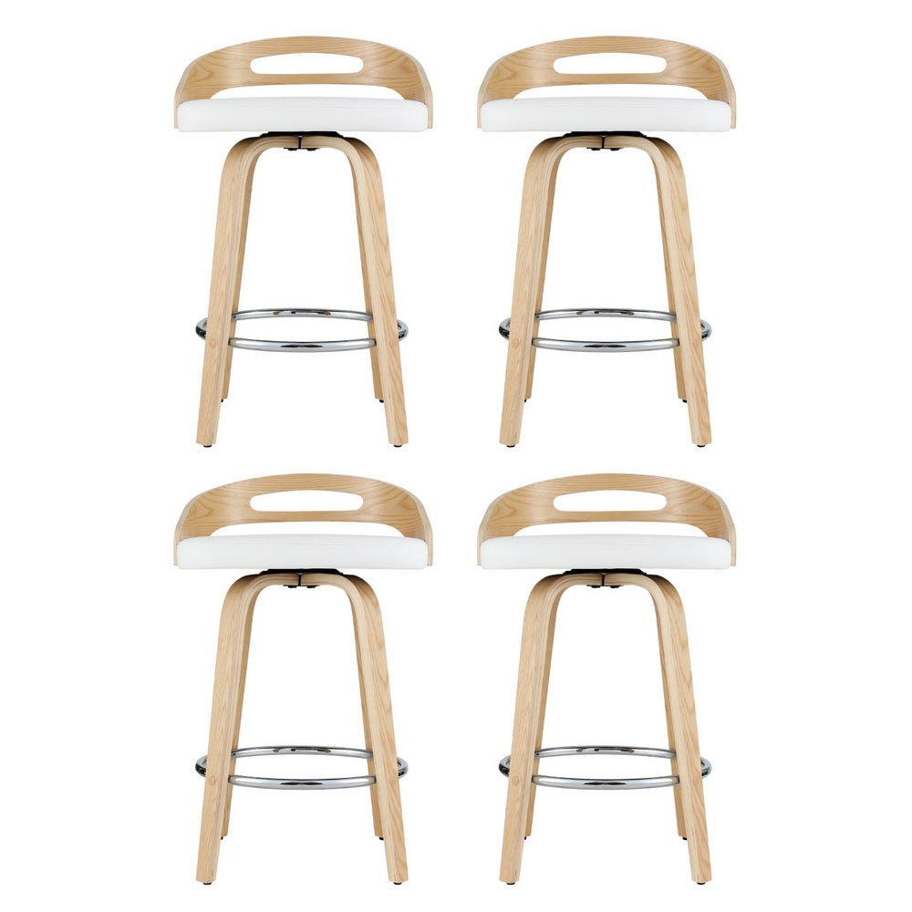 4x Bar Stools Swivel Dining Chairs Low Back Counter Seat PU Cushion - Furniture > Bar Stools & Chairs > Table & Bar Stools - Rivercity House & Home Co. (ABN 18 642 972 209) - Affordable Modern Furniture Australia