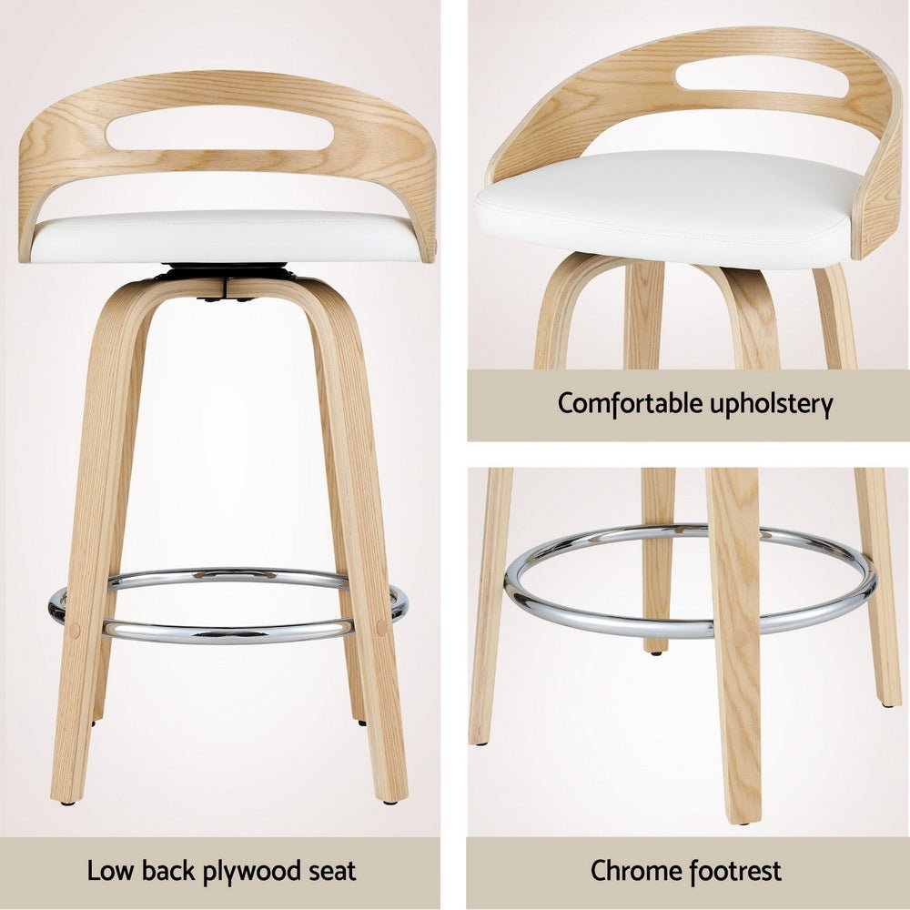4x Bar Stools Swivel Dining Chairs Low Back Counter Seat PU Cushion - Furniture > Bar Stools & Chairs > Table & Bar Stools - Rivercity House & Home Co. (ABN 18 642 972 209) - Affordable Modern Furniture Australia