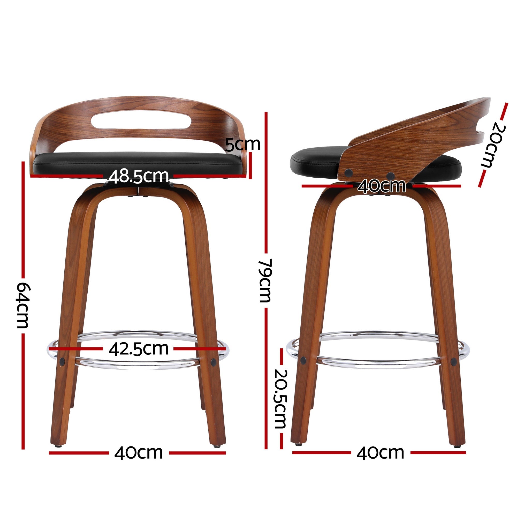 4x Bar Stools Swivel Dining Chairs Low Back Counter Seat PU Cushion - Furniture > Bar Stools & Chairs > Table & Bar Stools - Rivercity House & Home Co. (ABN 18 642 972 209) - Affordable Modern Furniture Australia