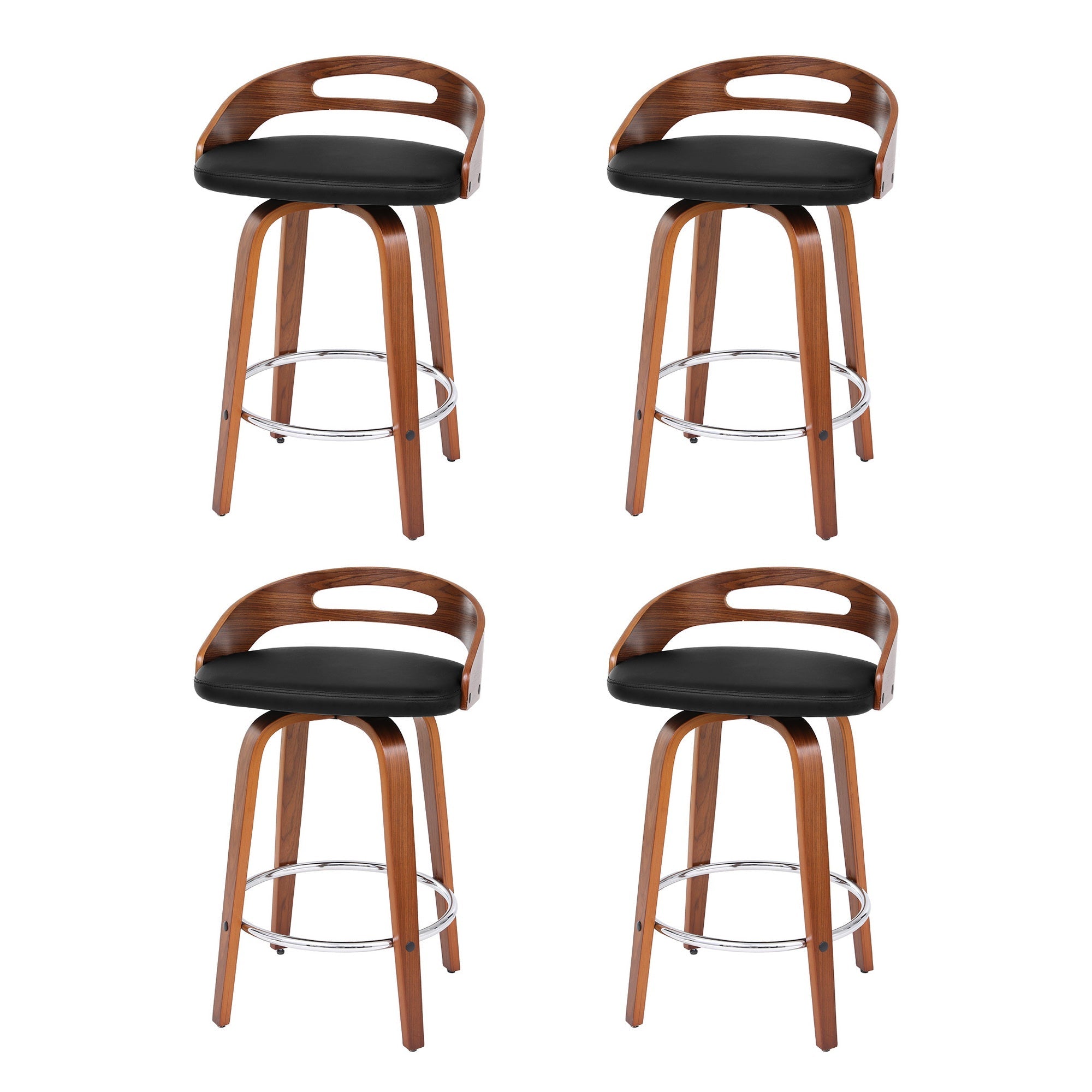4x Bar Stools Swivel Dining Chairs Low Back Counter Seat PU Cushion - Furniture > Bar Stools & Chairs > Table & Bar Stools - Rivercity House & Home Co. (ABN 18 642 972 209) - Affordable Modern Furniture Australia