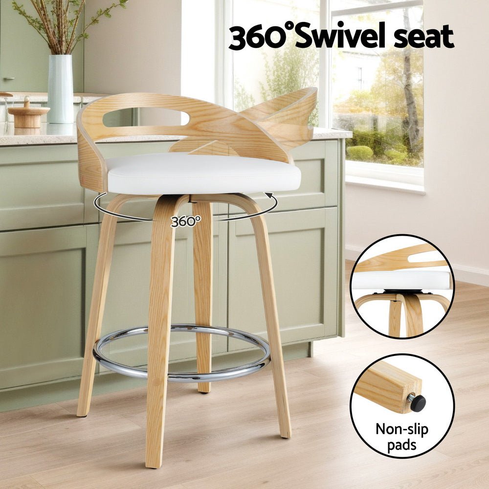 4x Bar Stools Swivel Dining Chairs Low Back Counter Seat PU Cushion - Furniture > Bar Stools & Chairs > Table & Bar Stools - Rivercity House & Home Co. (ABN 18 642 972 209) - Affordable Modern Furniture Australia