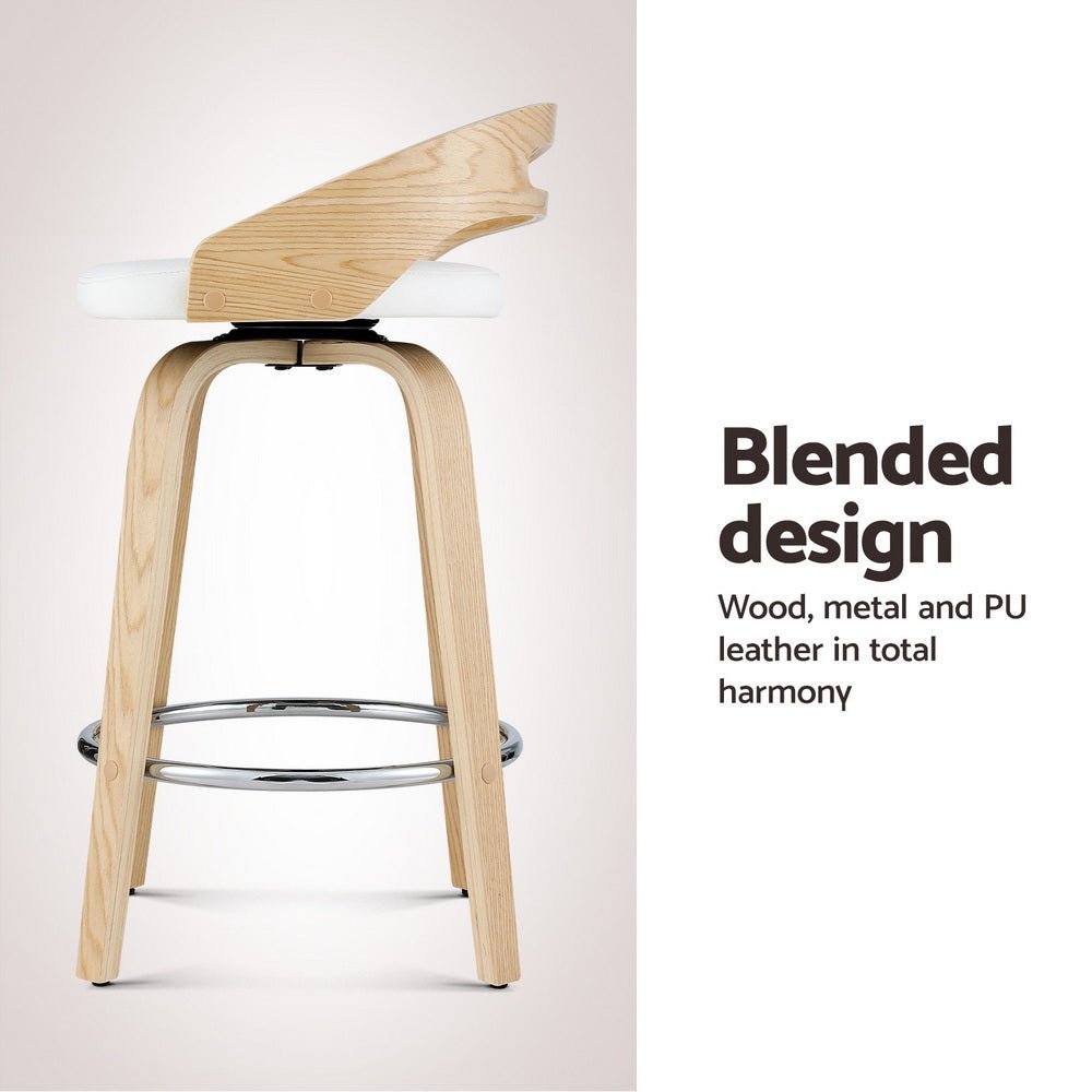 4x Bar Stools Swivel Dining Chairs Low Back Counter Seat PU Cushion - Furniture > Bar Stools & Chairs > Table & Bar Stools - Rivercity House & Home Co. (ABN 18 642 972 209) - Affordable Modern Furniture Australia
