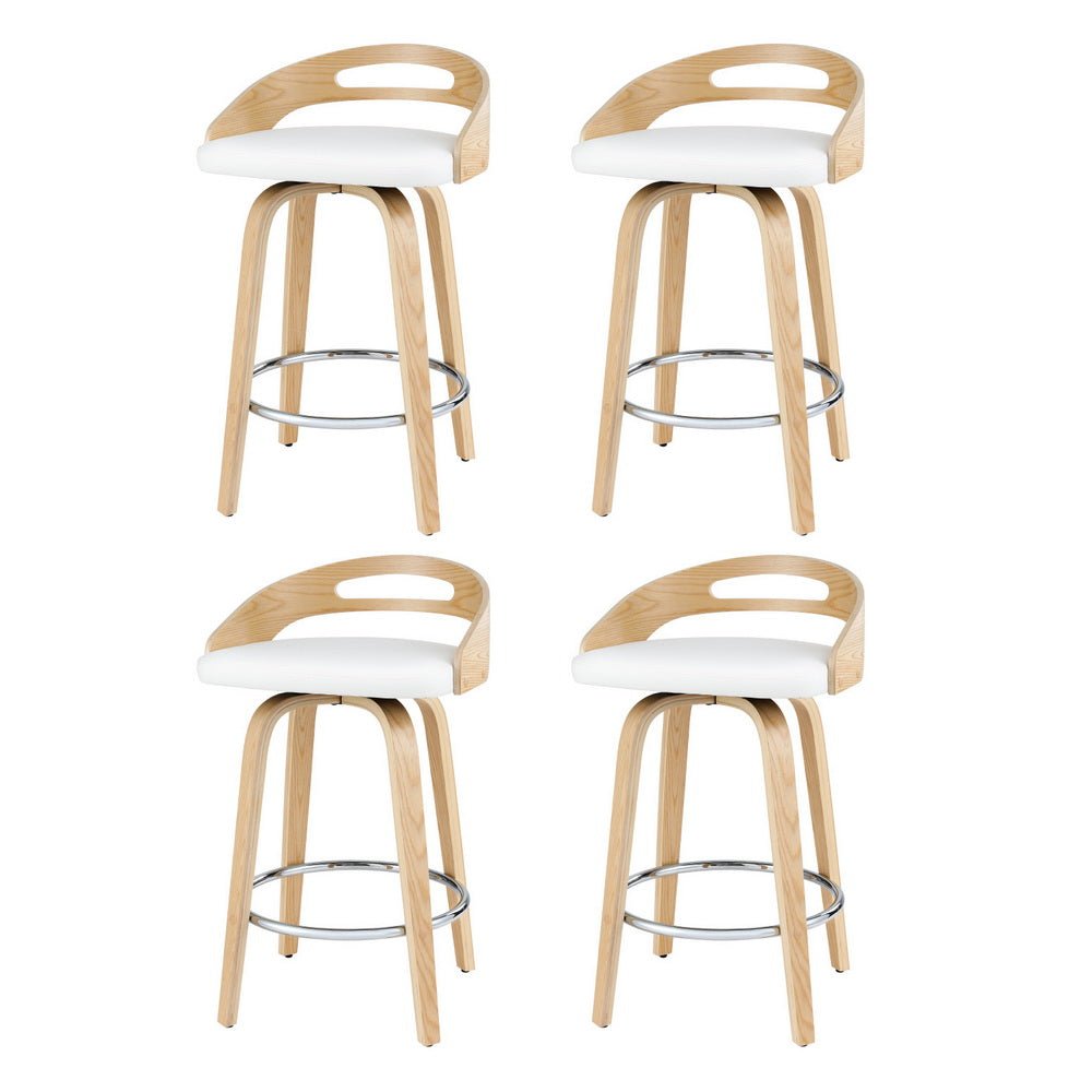 4x Bar Stools Swivel Dining Chairs Low Back Counter Seat PU Cushion - Furniture > Bar Stools & Chairs > Table & Bar Stools - Rivercity House & Home Co. (ABN 18 642 972 209) - Affordable Modern Furniture Australia
