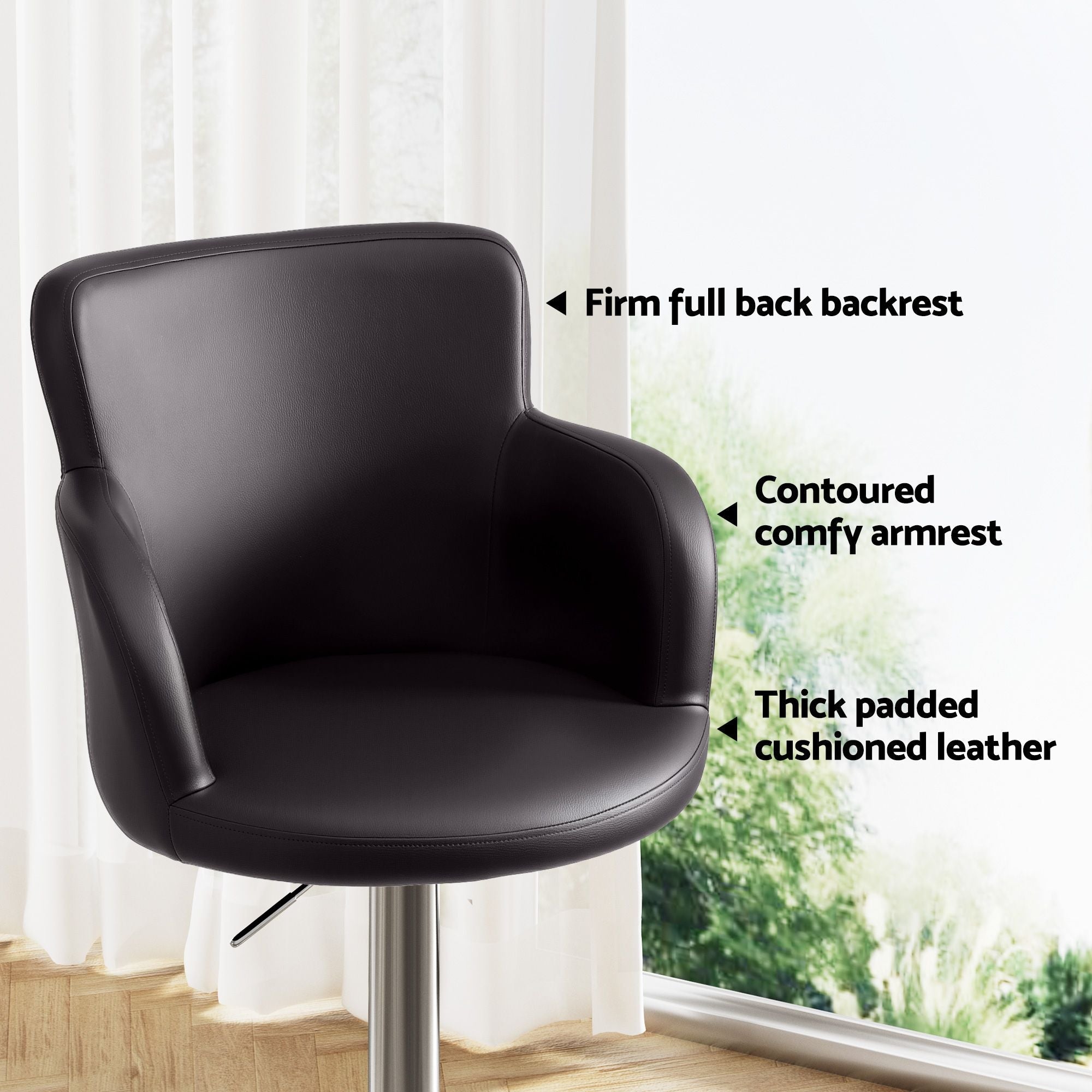4x Bar Stools Swivel Kitchen Chairs Gas Lift Adjustable PU Leather Brown - Furniture > Bar Stools & Chairs > Table & Bar Stools - Rivercity House & Home Co. (ABN 18 642 972 209) - Affordable Modern Furniture Australia