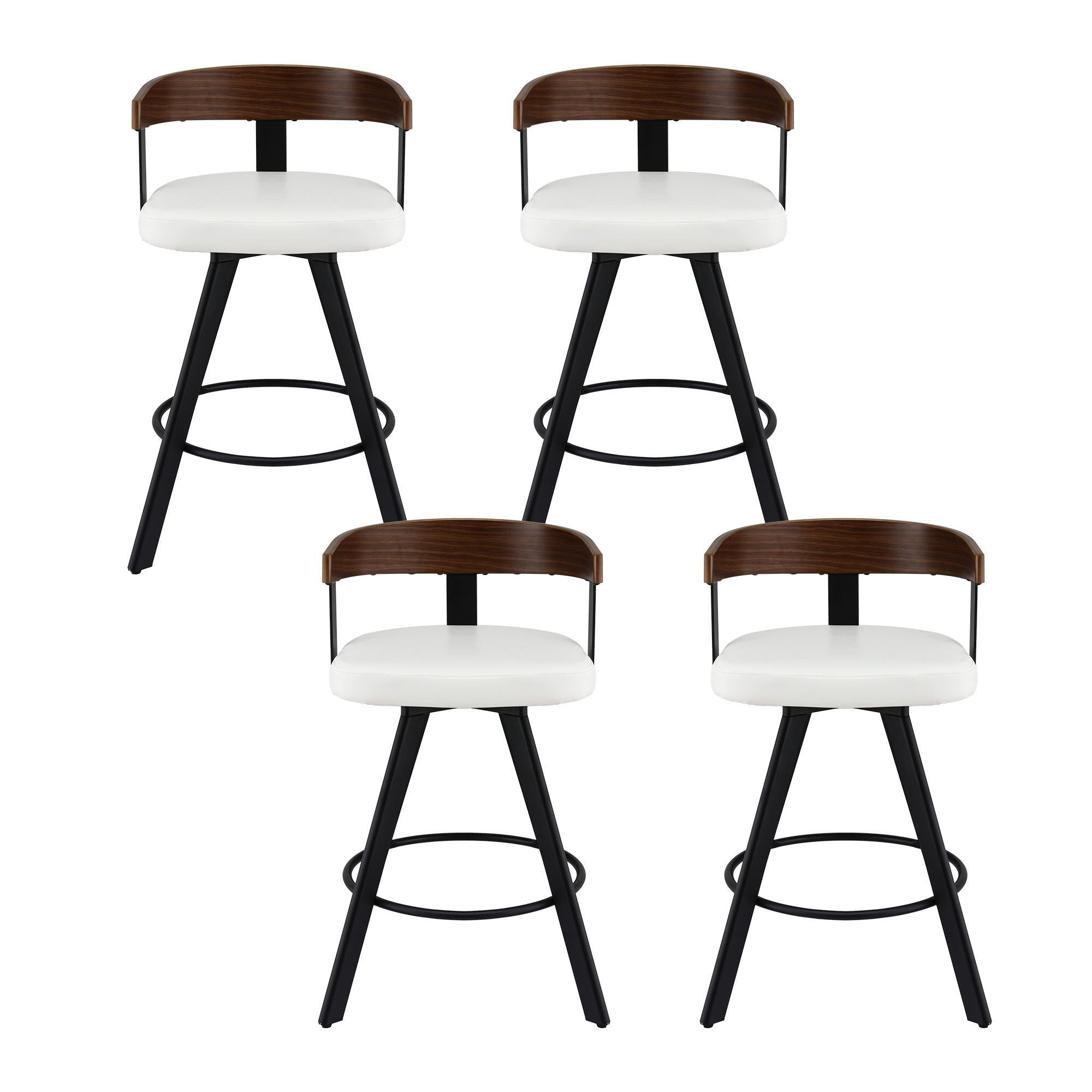 4x Bar Stools Swivel Kitchen Chairs Metal Legs Bentwood Counter White PU - Furniture > Bar Stools & Chairs > Table & Bar Stools - Rivercity House & Home Co. (ABN 18 642 972 209) - Affordable Modern Furniture Australia