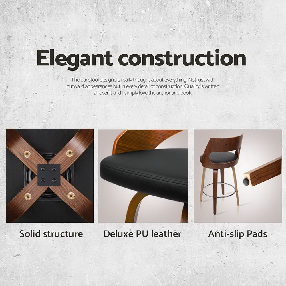 4x Bar Stools Swivel Leather Chair 65cm - Furniture > Bar Stools & Chairs > Table & Bar Stools - Rivercity House & Home Co. (ABN 18 642 972 209) - Affordable Modern Furniture Australia