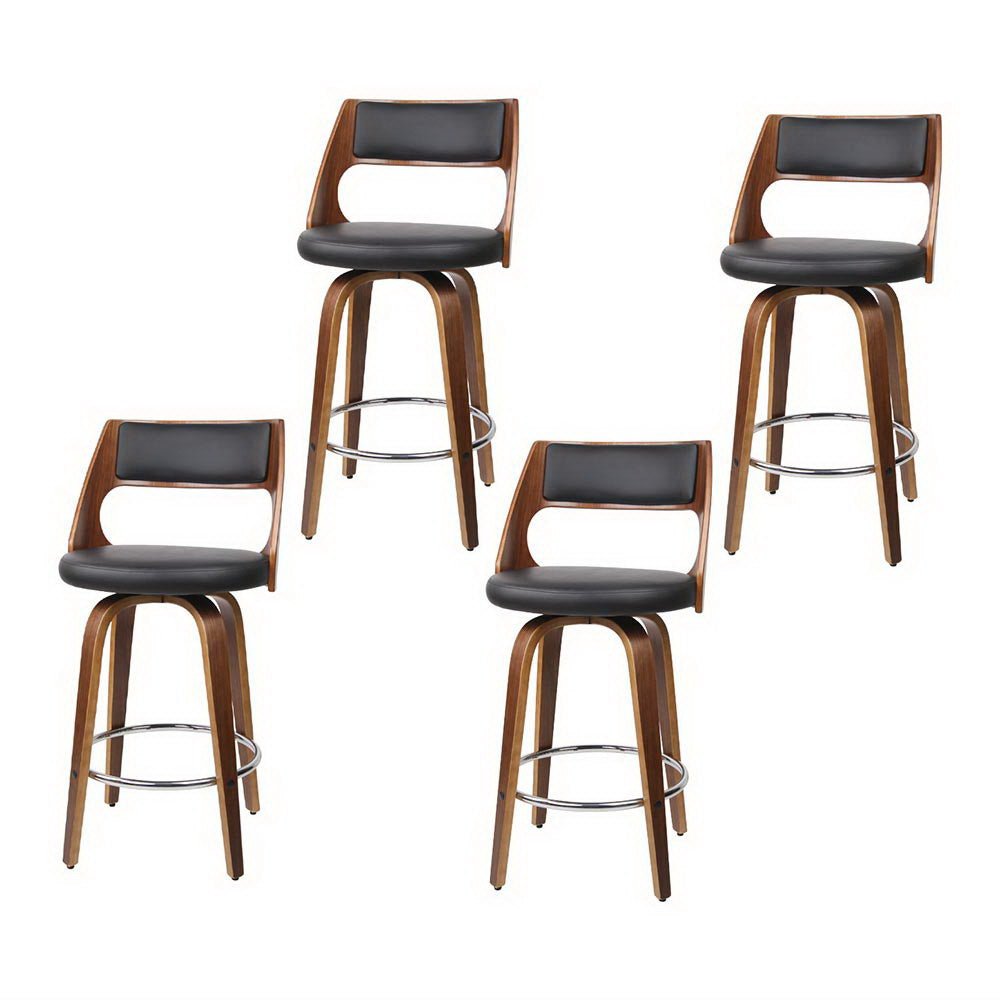 4x Bar Stools Swivel Leather Chair 65cm - Furniture > Bar Stools & Chairs > Table & Bar Stools - Rivercity House & Home Co. (ABN 18 642 972 209) - Affordable Modern Furniture Australia