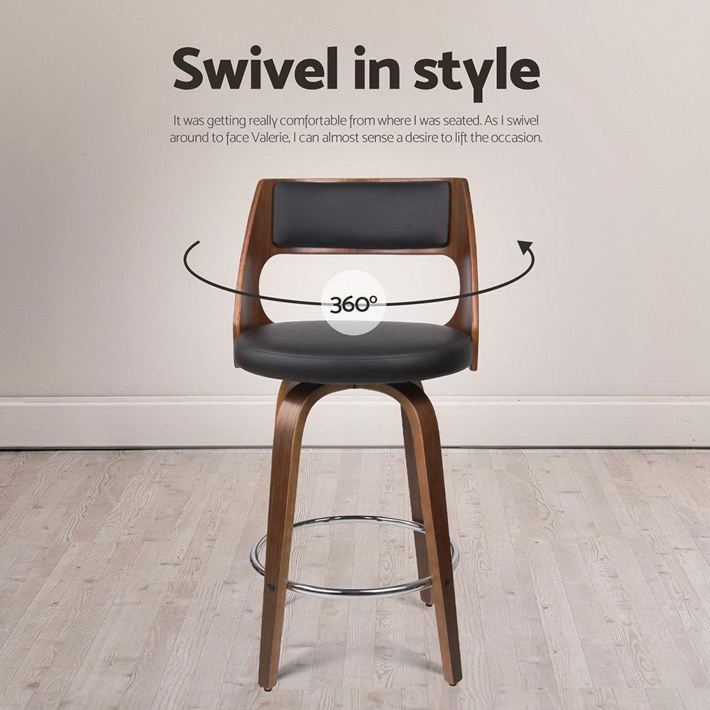 4x Bar Stools Swivel Leather Chair 65cm - Furniture > Bar Stools & Chairs > Table & Bar Stools - Rivercity House & Home Co. (ABN 18 642 972 209) - Affordable Modern Furniture Australia