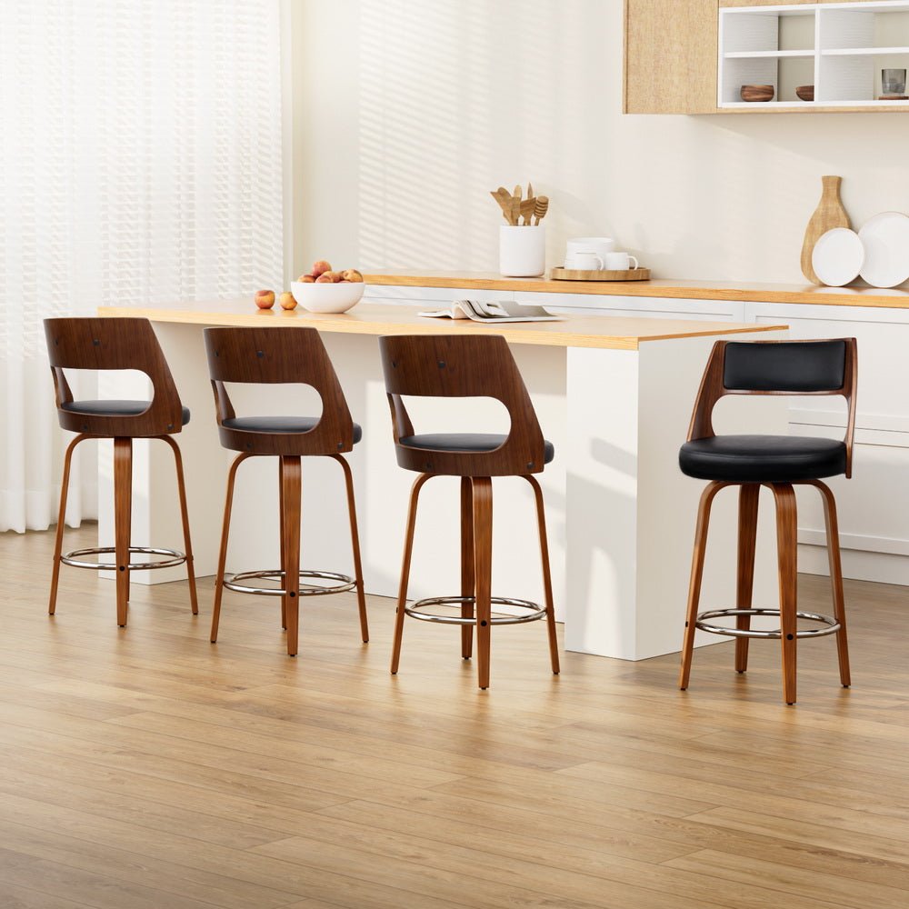 4x Bar Stools Swivel Leather Chair 65cm - Furniture > Bar Stools & Chairs > Table & Bar Stools - Rivercity House & Home Co. (ABN 18 642 972 209) - Affordable Modern Furniture Australia