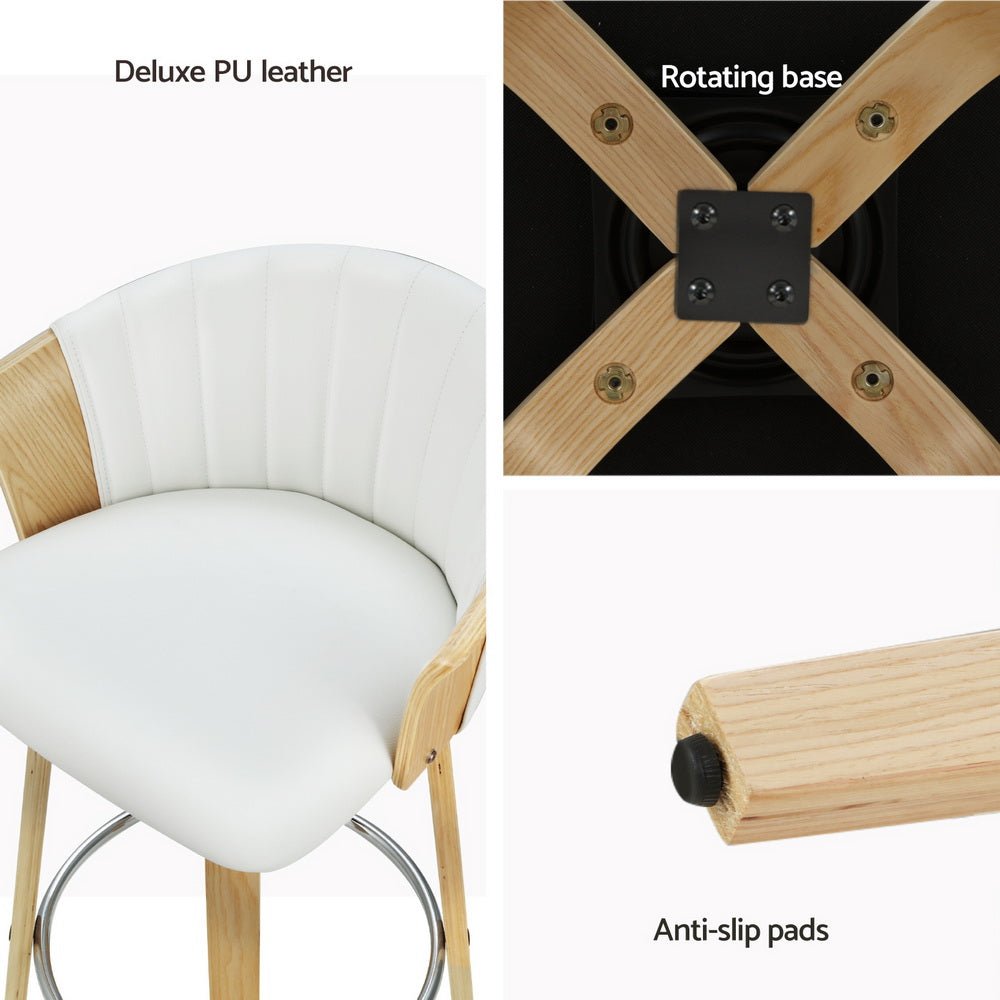4x Bar Stools Swivel Leather Chairs Wooden - Furniture > Bar Stools & Chairs > Arm Chairs & Recliners - Rivercity House & Home Co. (ABN 18 642 972 209) - Affordable Modern Furniture Australia