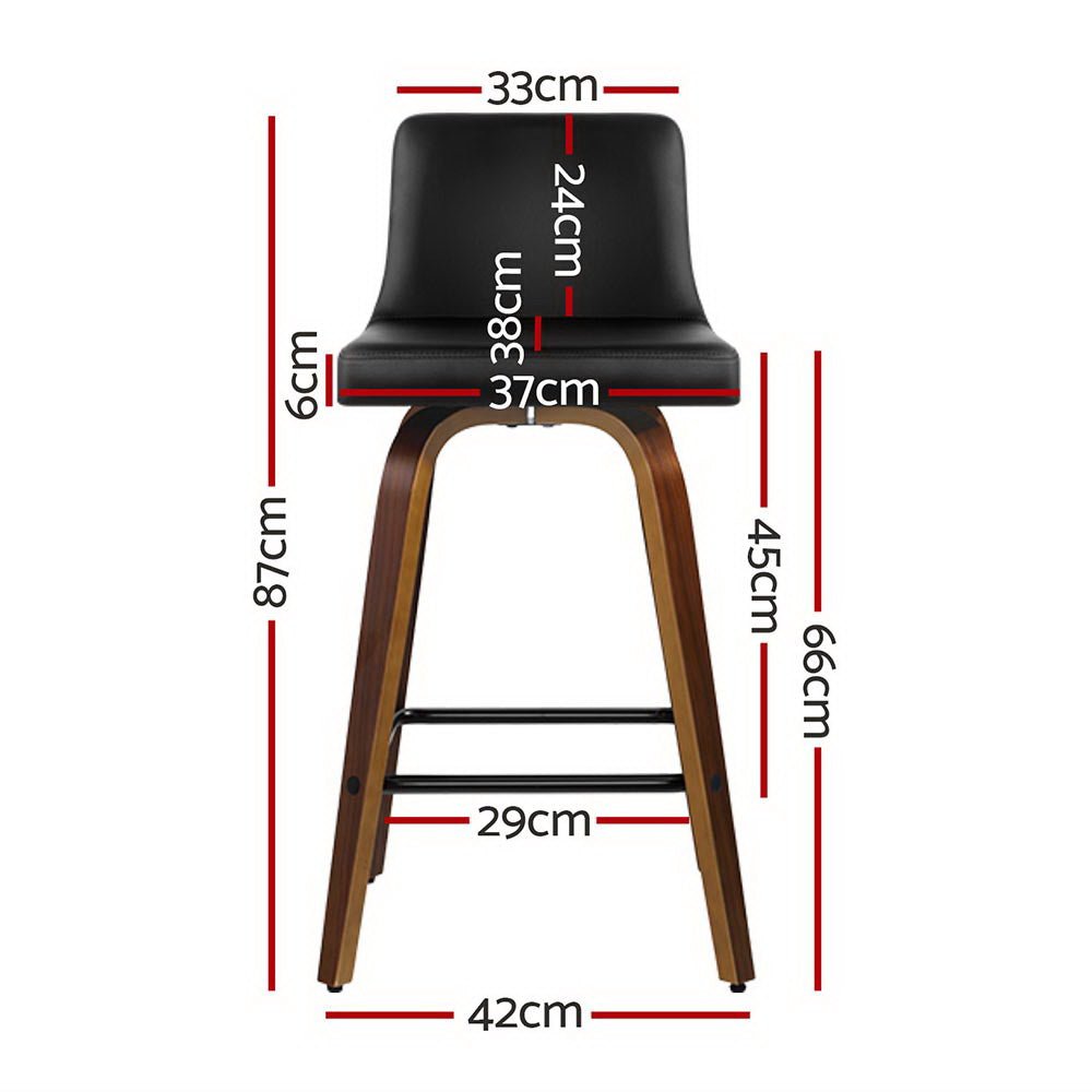 4x Bar Stools Swivel Leather Padded Wooden - Furniture > Bar Stools & Chairs > Massage Chairs - Rivercity House & Home Co. (ABN 18 642 972 209) - Affordable Modern Furniture Australia