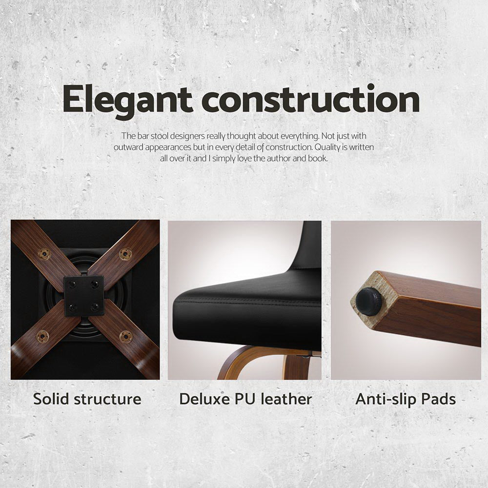 4x Bar Stools Swivel Leather Padded Wooden - Furniture > Bar Stools & Chairs > Massage Chairs - Rivercity House & Home Co. (ABN 18 642 972 209) - Affordable Modern Furniture Australia