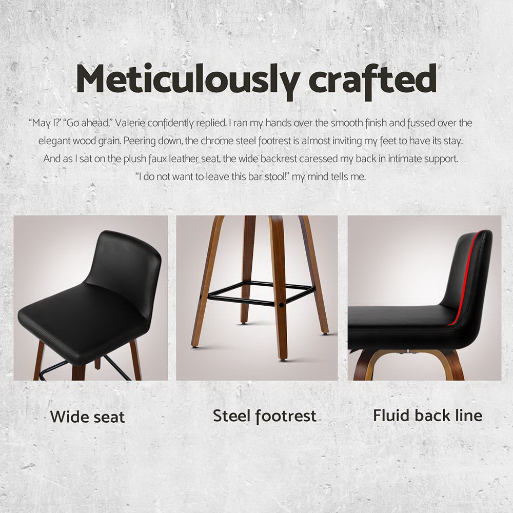 4x Bar Stools Swivel Leather Padded Wooden - Furniture > Bar Stools & Chairs > Massage Chairs - Rivercity House & Home Co. (ABN 18 642 972 209) - Affordable Modern Furniture Australia