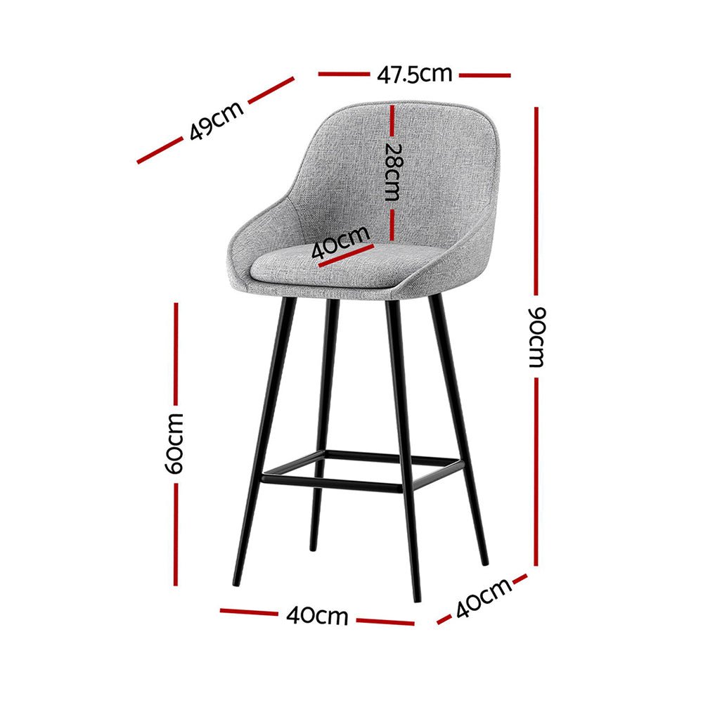 4x Bar Stools Upholstered Stool Counter Seat Kitchen Dining Chairs - Furniture > Bar Stools & Chairs > Massage Chairs - Rivercity House & Home Co. (ABN 18 642 972 209) - Affordable Modern Furniture Australia