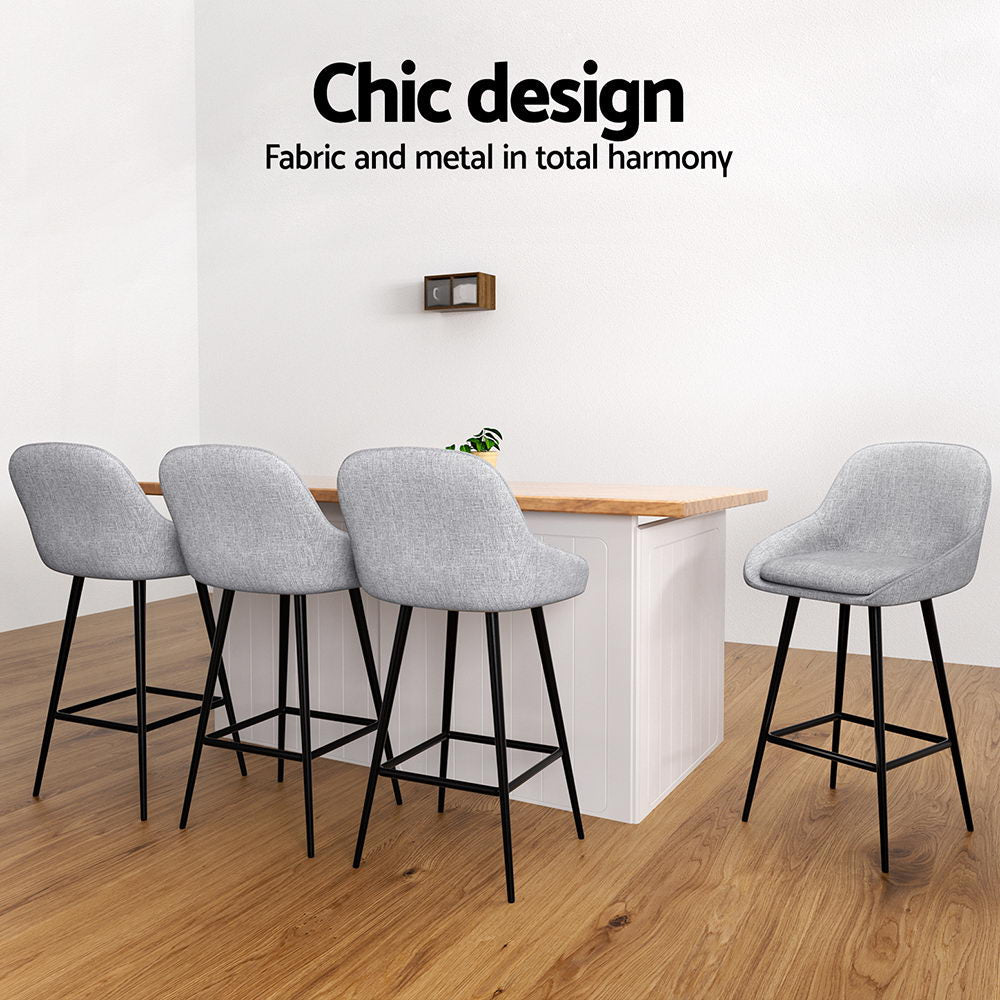 4x Bar Stools Upholstered Stool Counter Seat Kitchen Dining Chairs - Furniture > Bar Stools & Chairs > Massage Chairs - Rivercity House & Home Co. (ABN 18 642 972 209) - Affordable Modern Furniture Australia