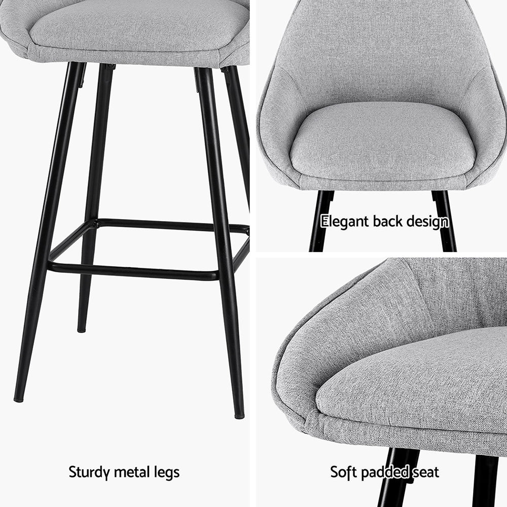 4x Bar Stools Upholstered Stool Counter Seat Kitchen Dining Chairs - Furniture > Bar Stools & Chairs > Massage Chairs - Rivercity House & Home Co. (ABN 18 642 972 209) - Affordable Modern Furniture Australia