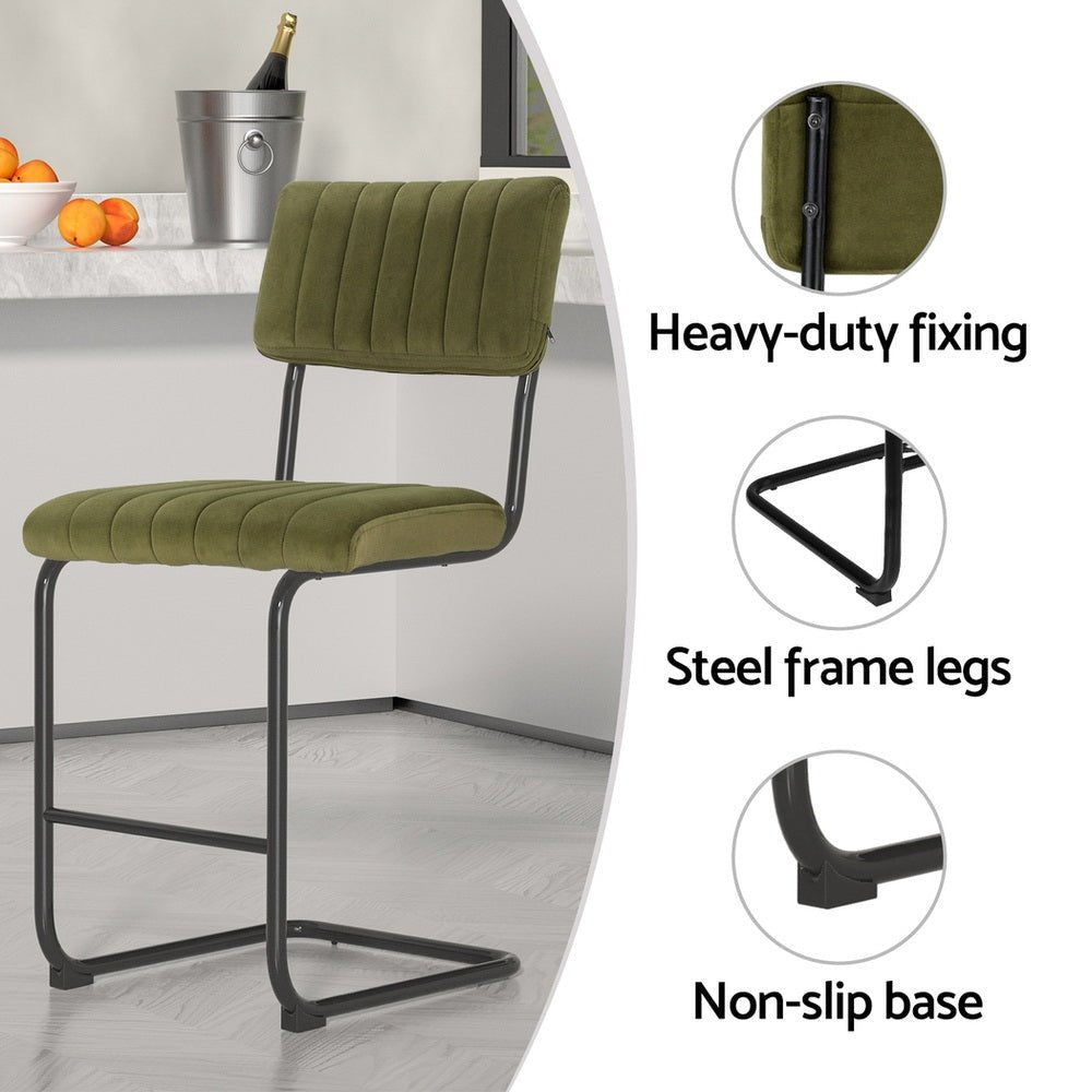 4x Bar Stools Velvet Chairs Green - Furniture > Bar Stools & Chairs > Table & Bar Stools - Rivercity House & Home Co. (ABN 18 642 972 209) - Affordable Modern Furniture Australia