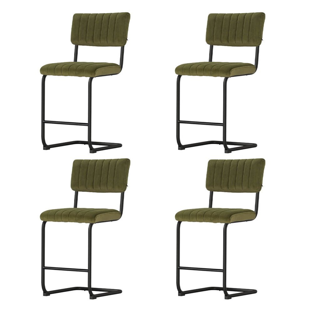 4x Bar Stools Velvet Chairs Green - Furniture > Bar Stools & Chairs > Table & Bar Stools - Rivercity House & Home Co. (ABN 18 642 972 209) - Affordable Modern Furniture Australia