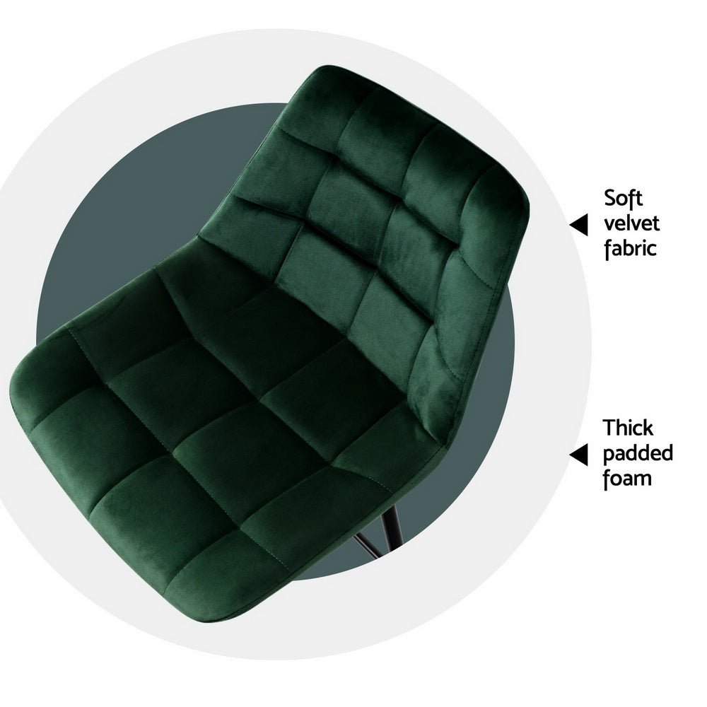 4x Bar Stools Velvet Chairs Green - Furniture > Bar Stools & Chairs > Table & Bar Stools - Rivercity House & Home Co. (ABN 18 642 972 209) - Affordable Modern Furniture Australia