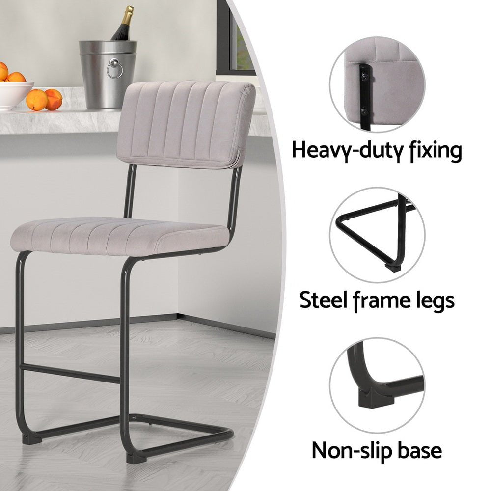 4x Bar Stools Velvet Chairs Grey - Furniture > Bar Stools & Chairs > Table & Bar Stools - Rivercity House & Home Co. (ABN 18 642 972 209) - Affordable Modern Furniture Australia