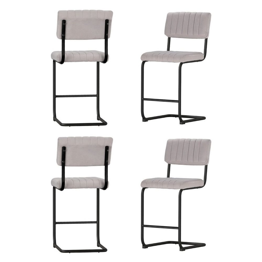 4x Bar Stools Velvet Chairs Grey - Furniture > Bar Stools & Chairs > Table & Bar Stools - Rivercity House & Home Co. (ABN 18 642 972 209) - Affordable Modern Furniture Australia