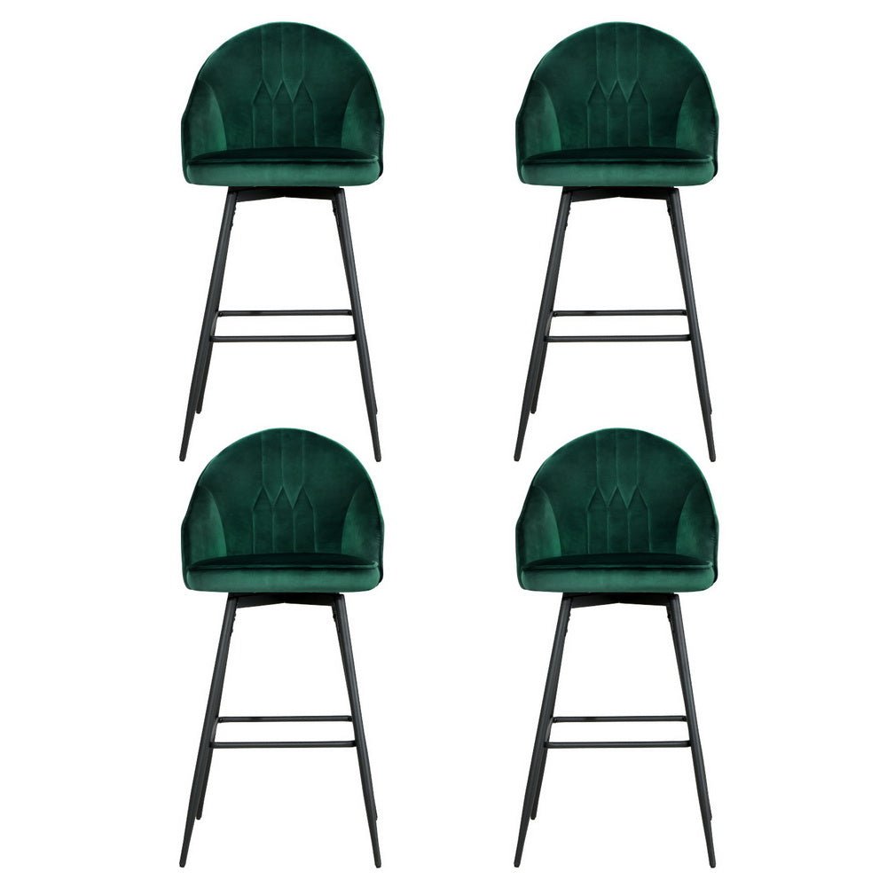 4x Bar Stools Velvet Swivel Metal Legs Green - Furniture > Bar Stools & Chairs > Massage Chairs - Rivercity House & Home Co. (ABN 18 642 972 209) - Affordable Modern Furniture Australia