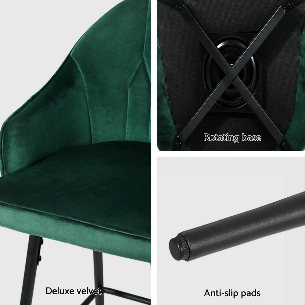 4x Bar Stools Velvet Swivel Metal Legs Green - Furniture > Bar Stools & Chairs > Massage Chairs - Rivercity House & Home Co. (ABN 18 642 972 209) - Affordable Modern Furniture Australia