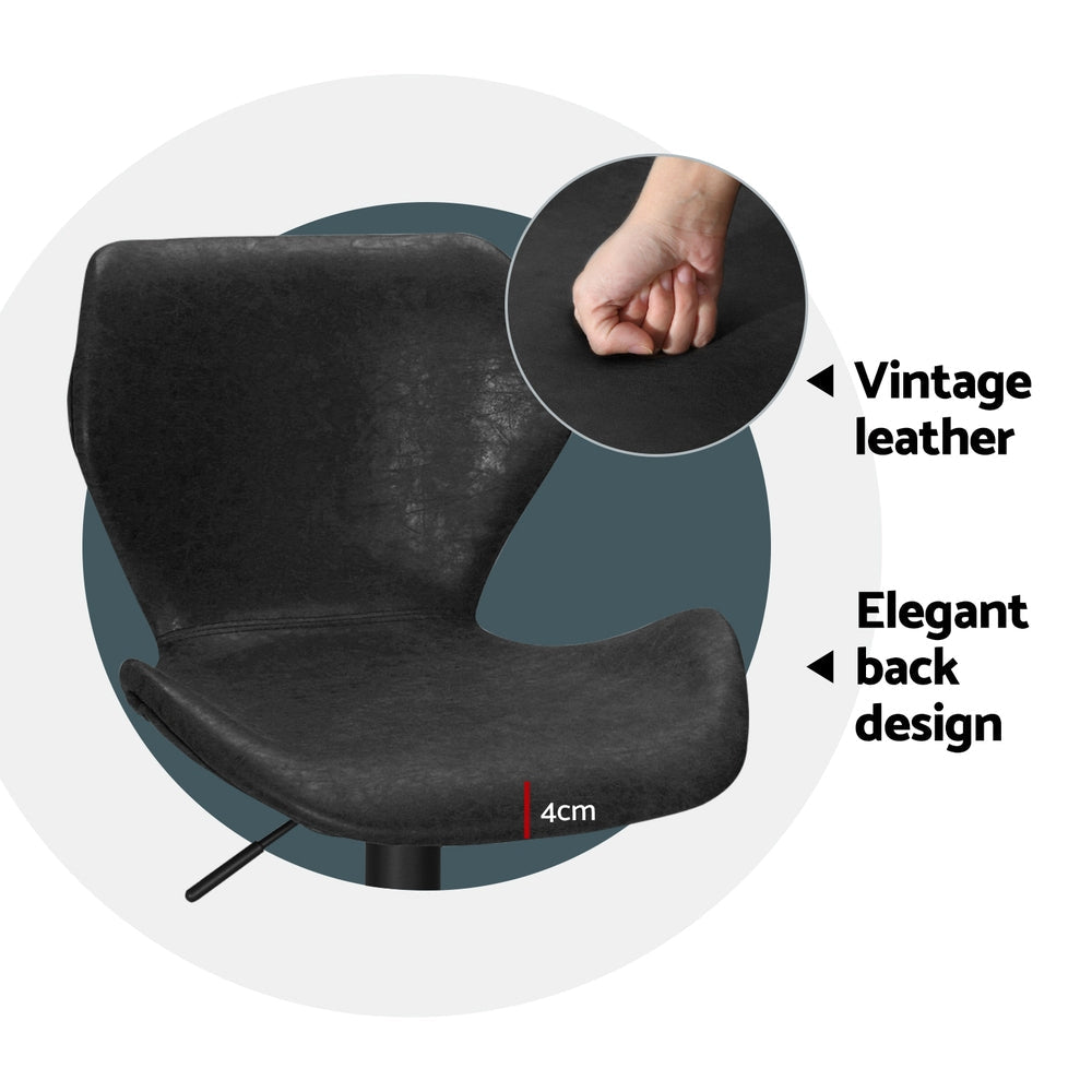 4x Bar Stools Vintage Leather Gas Lift Black - Furniture > Bar Stools & Chairs > Massage Chairs - Rivercity House & Home Co. (ABN 18 642 972 209) - Affordable Modern Furniture Australia