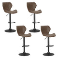 Set of 4 Frawley Vintage Leather Bar Stools - Brown