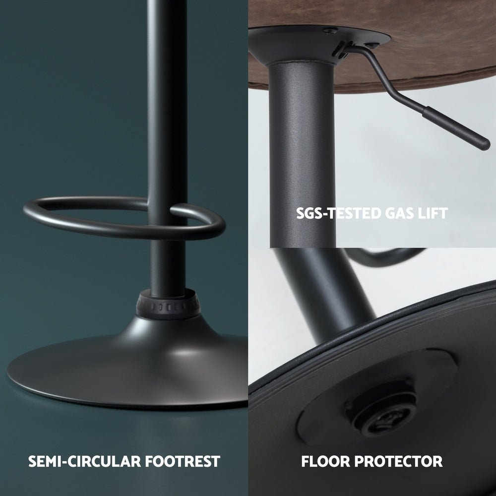 4x Bar Stools Vintage Leather Gas Lift Brown - Furniture > Bar Stools & Chairs > Massage Chairs - Rivercity House & Home Co. (ABN 18 642 972 209) - Affordable Modern Furniture Australia