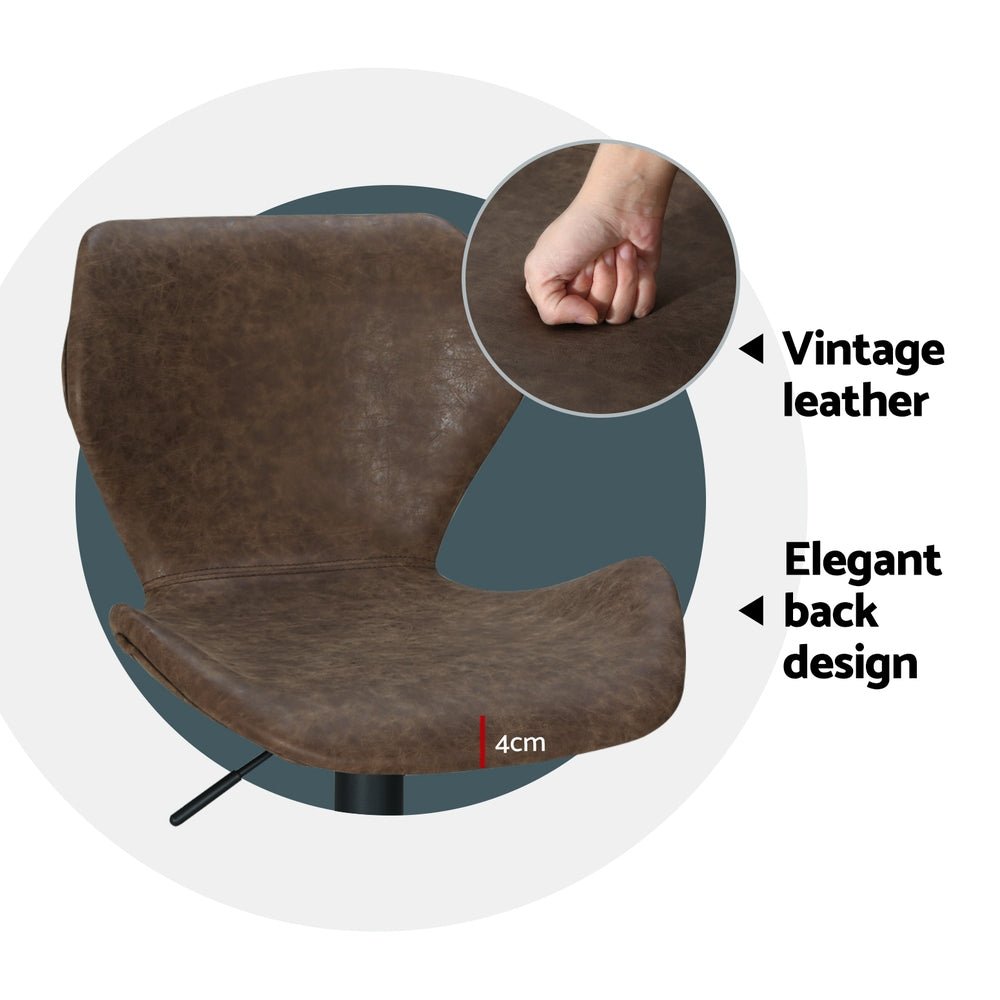 4x Bar Stools Vintage Leather Gas Lift Brown - Furniture > Bar Stools & Chairs > Massage Chairs - Rivercity House & Home Co. (ABN 18 642 972 209) - Affordable Modern Furniture Australia