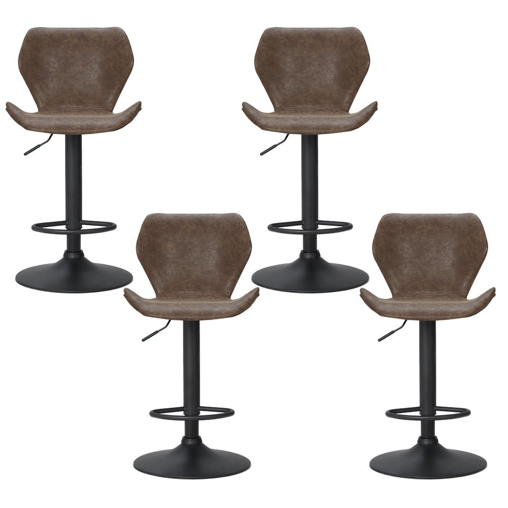 4x Bar Stools Vintage Leather Gas Lift Brown - Furniture > Bar Stools & Chairs > Massage Chairs - Rivercity House & Home Co. (ABN 18 642 972 209) - Affordable Modern Furniture Australia