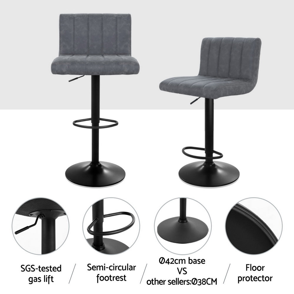 4x Bar Stools Vintage Leather Gas Lift Grey - Furniture > Bar Stools & Chairs > Massage Chairs - Rivercity House & Home Co. (ABN 18 642 972 209) - Affordable Modern Furniture Australia