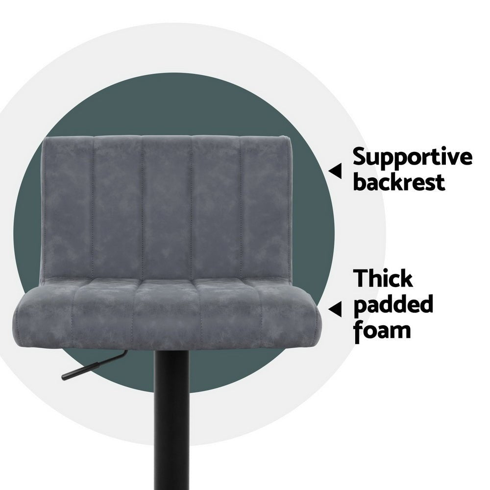 4x Bar Stools Vintage Leather Gas Lift Grey - Furniture > Bar Stools & Chairs > Massage Chairs - Rivercity House & Home Co. (ABN 18 642 972 209) - Affordable Modern Furniture Australia